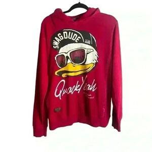 Duck Dude by B One Soul Quackers Hoodie Sweatshirt Men's Size Large Pullover Red